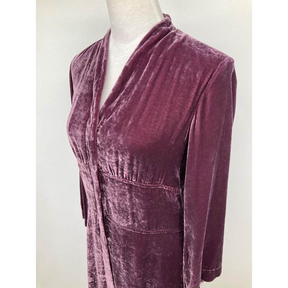J Jill Crushed Velvet  Duster Dress size 4, Purple 10 hidden buttons - Picture 3 of 11